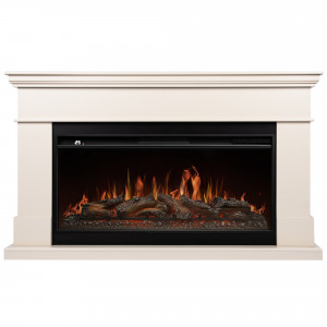 Каминокомплект: Очаг Royal Thermo Aurora RTFP/P-AR40LS, портал California 42/40/36, молочный