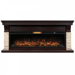 Каминокомплект: Очаг Royal Thermo Aurora RTFP/P-AR60LS, портал Michigan 60, камень мол., шп. тем.дуб