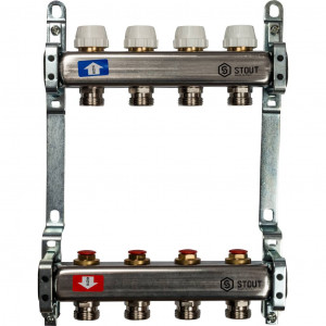 STOUT Коллектор из нержавеющей стали без расходомеров 4 вых.