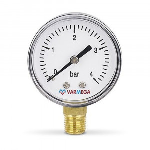 Манометр VARMEGA радиальный 50 мм, 4 бар, 1/4