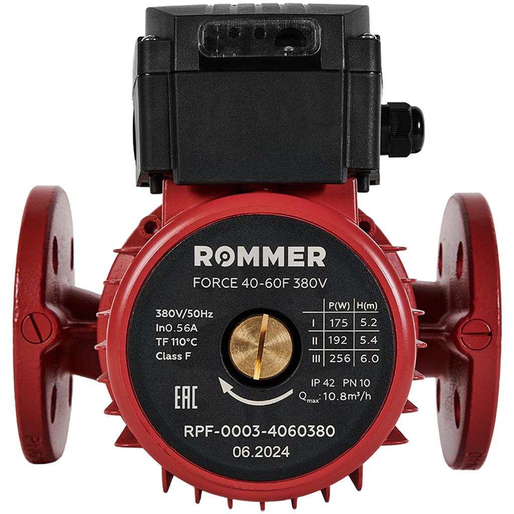 Насос циркуляционный фланцевый трехскоростной ROMMER RPF 40-60F 380V